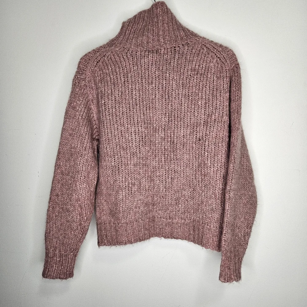 Aritzia Wilfred Alpaca Turtleneck Sweater Sz XS Dusty Pink Chunky knit Oversize - Picture 9 of 9
